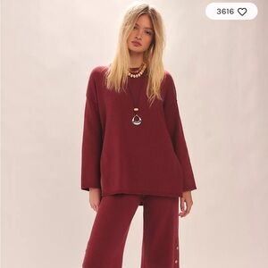 Free People Button Up Sweater Set